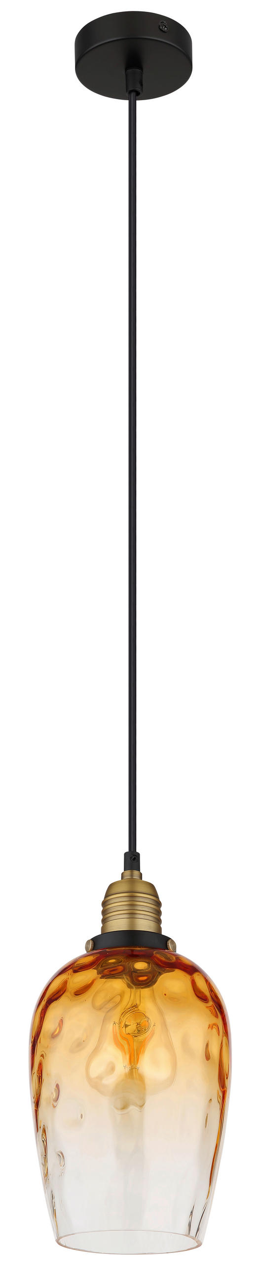 HÄNGLAMPA 15/120 cm  - klar/mässingsfärgad, Basics, metall/glas (15/120cm) - Globo