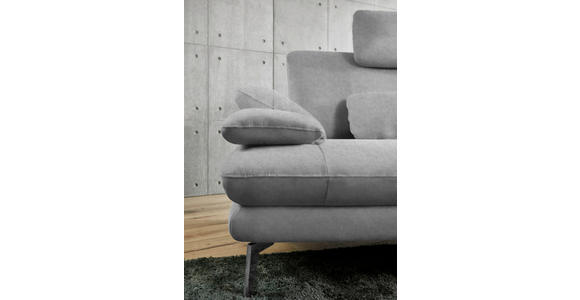 ECKSOFA in Velours Hellgrau 284/184 cm - Hellgrau/Schwarz, Design, Textil/Metall (284/184cm) - Dieter Knoll
