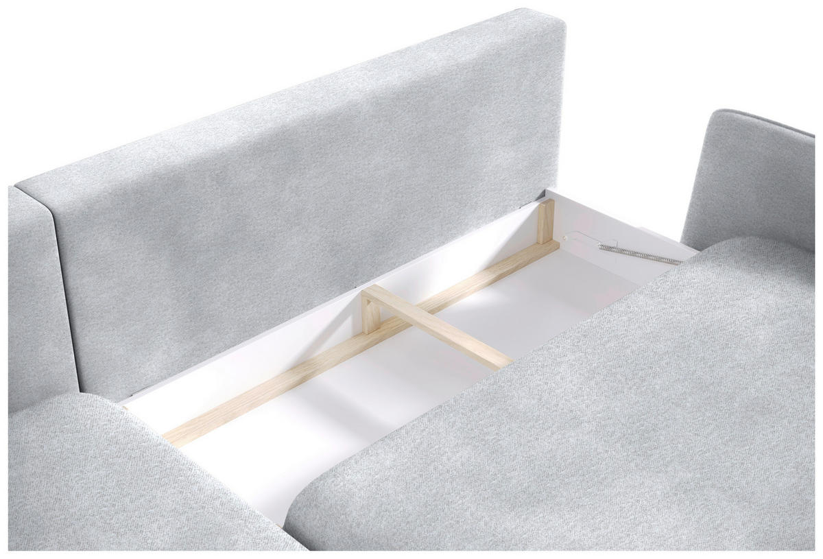 ECKSOFA in Velours Silberfarben  167/260 cm  - Silberfarben/Schwarz, Design, Holz/Textil (167/260cm) - Welnova