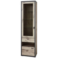 VITRINE Eichefarben, Dunkelgrau  55,9/207,9/37,4 cm  - Dunkelgrau/Eichefarben, Modern, Glas/Holzwerkstoff (55,9/207,9/37,4cm) - Xora