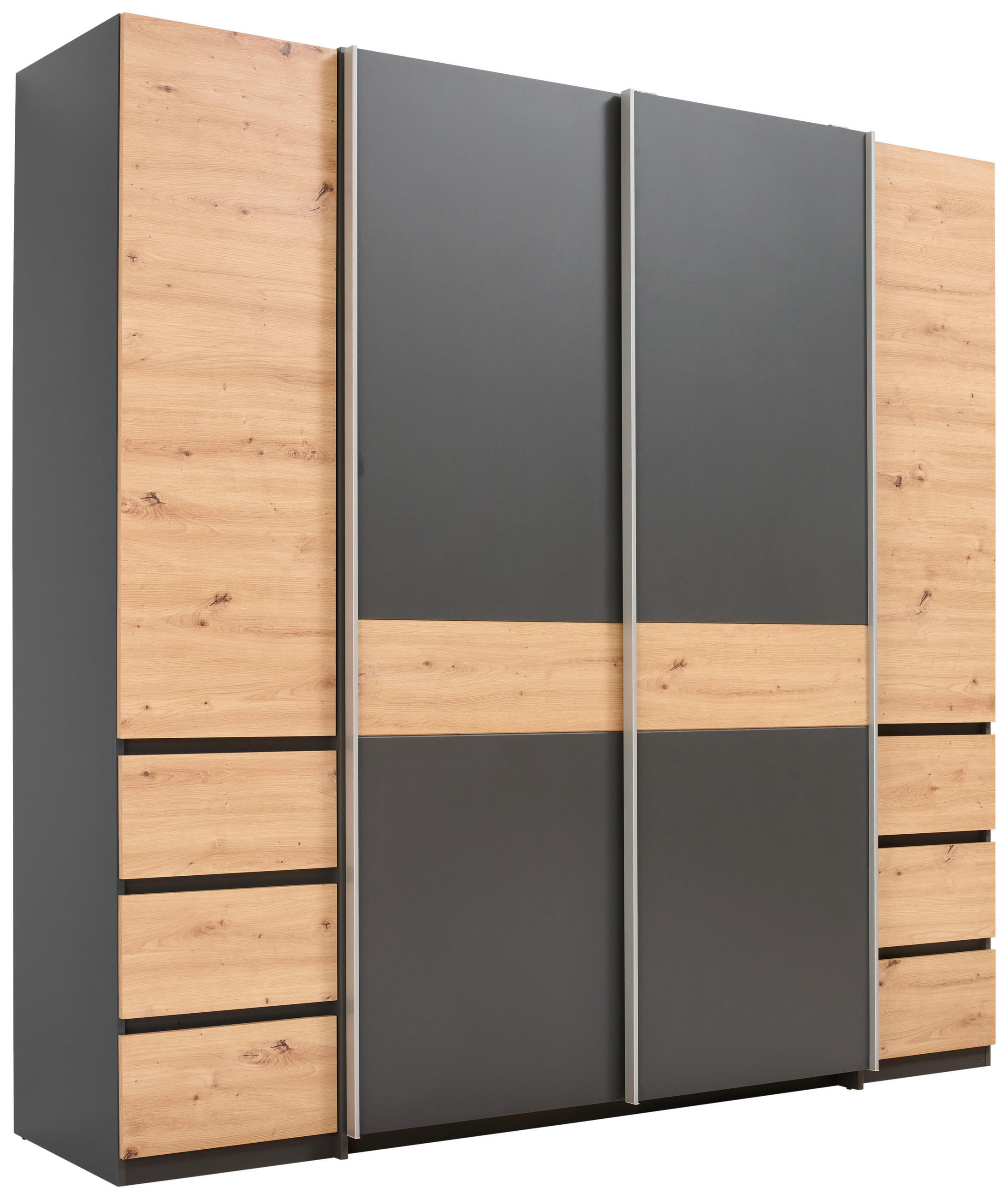 ŠATNÍKOVÁ SKRIŇA, grafitová, dub artisan, 215/211/60 cm - grafitová/dub artisan, Konventionell, kompozitné drevo/plast (215/211/60cm) - Carryhome