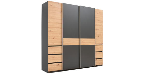 KLEIDERSCHRANK in Graphitfarben, Eiche Artisan - Silberfarben/Graphitfarben, KONVENTIONELL, Holzwerkstoff/Kunststoff (215/211/60cm) - Carryhome