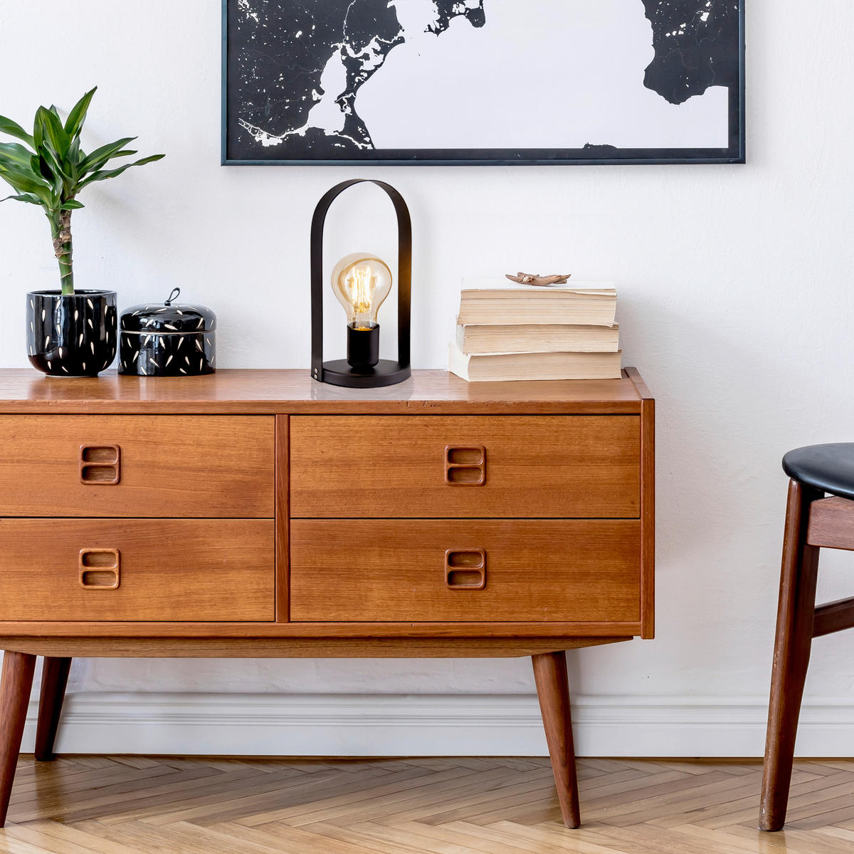 TISCHLEUCHTE FARO 13,5/28,5 cm   - Schwarz, Design, Metall (13,5/28,5cm) - Näve