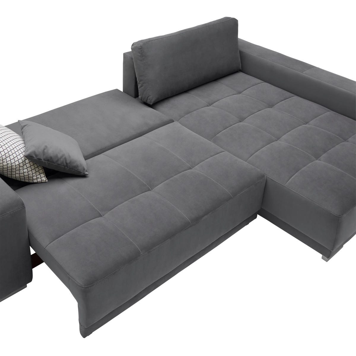 ECKSOFA inkl. Funktionen Braun Flachgewebe  - Silberfarben/Braun, Design, Holz/Textil (293/195cm) - Cantus