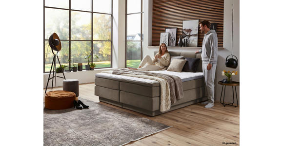 BOXSPRINGBETT 160/200 cm  in Taupe  - Taupe/Schwarz, KONVENTIONELL, Kunststoff/Textil (160/200cm) - Carryhome