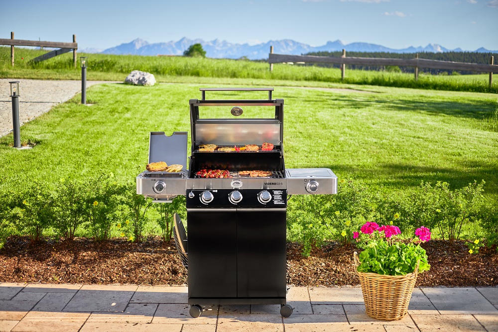 GASGRILL + GRATIS ABDECKHAUBE  Schwarz  - Schwarz, Basics, Metall (127/117,5/57cm) - Rösle