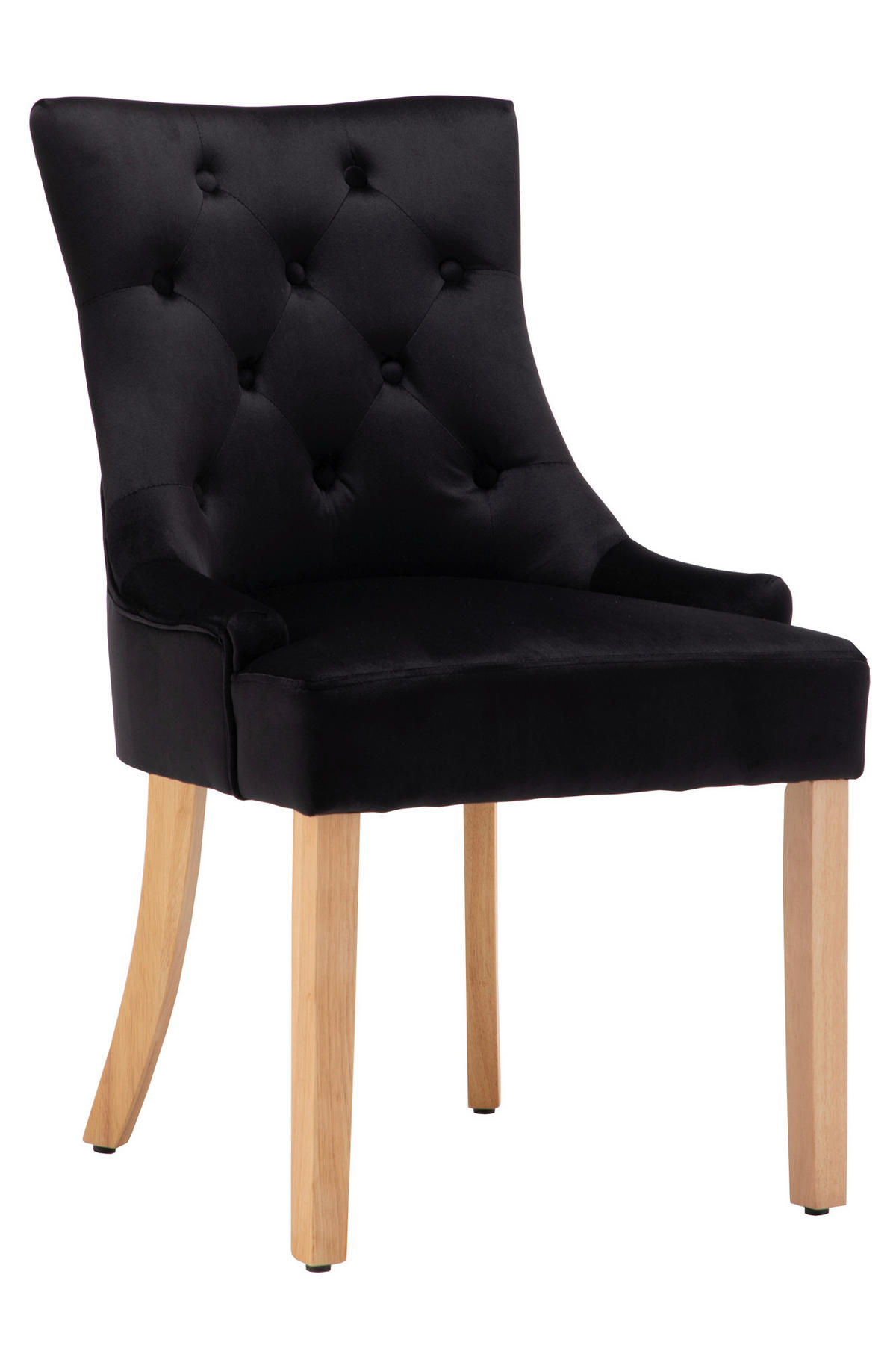 STUHL-SET 2 Stück  in Samt  - Schwarz/Naturfarben, Design, Holz/Textil (56/91/63cm) - Livetastic