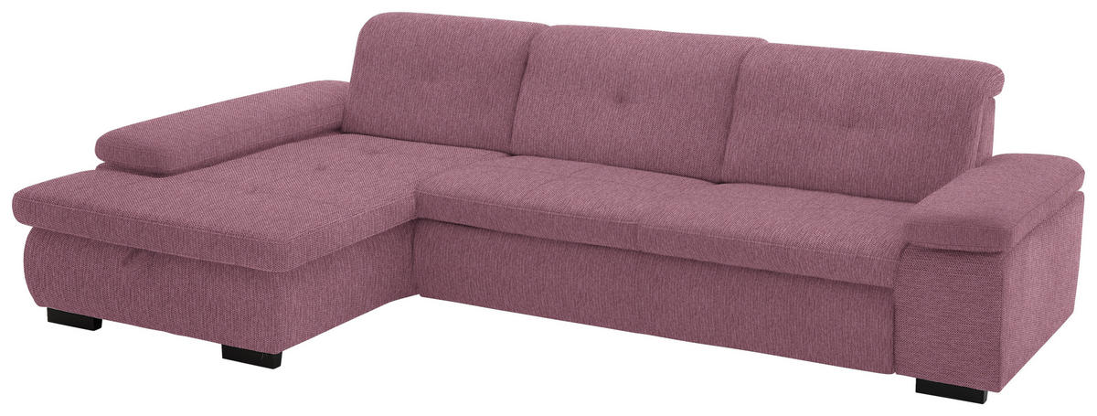 ECKSOFA in Flachgewebe Bordeaux  - Bordeaux/Schwarz, Design, Textil/Metall (174/297cm) - Beldomo Style