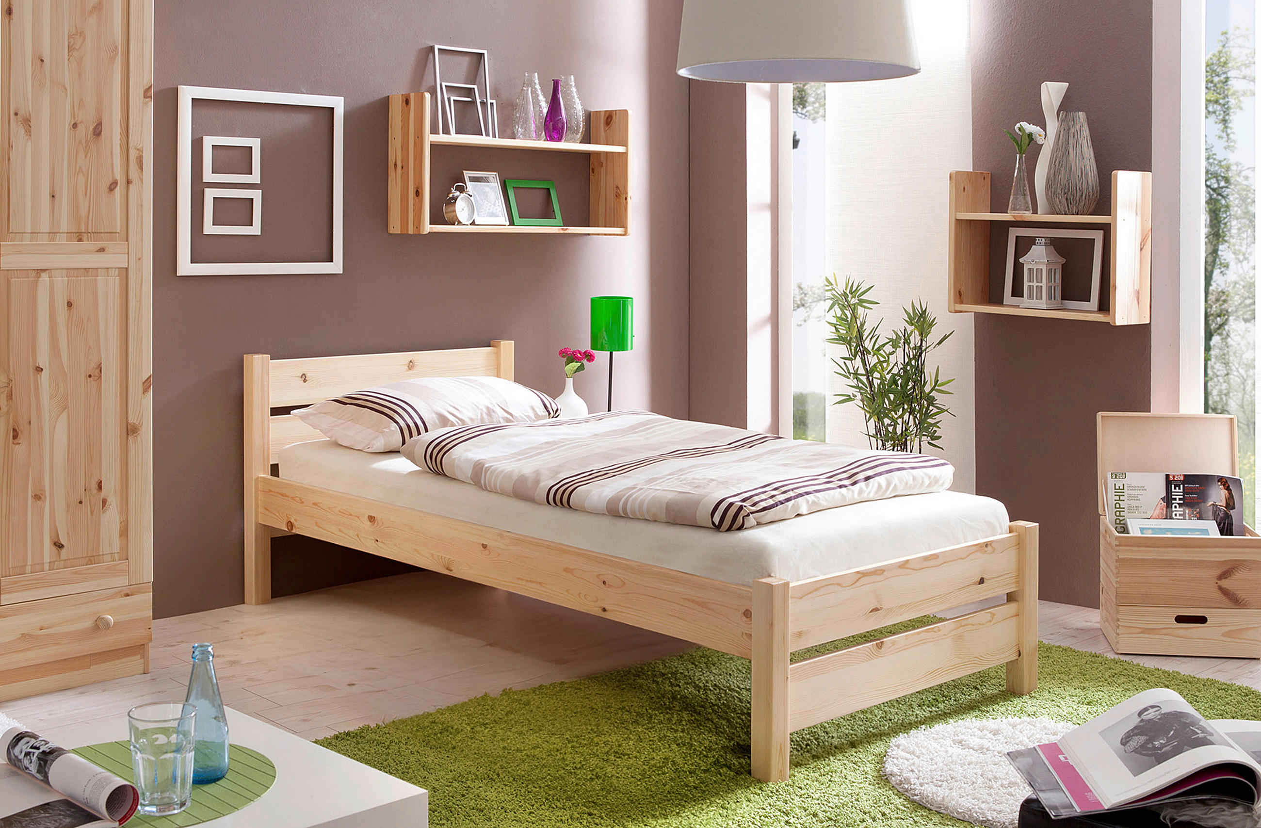BETT 90/200 cm  in Kieferfarben  - Kieferfarben, Natur, Holz (90/200cm) - MID.YOU