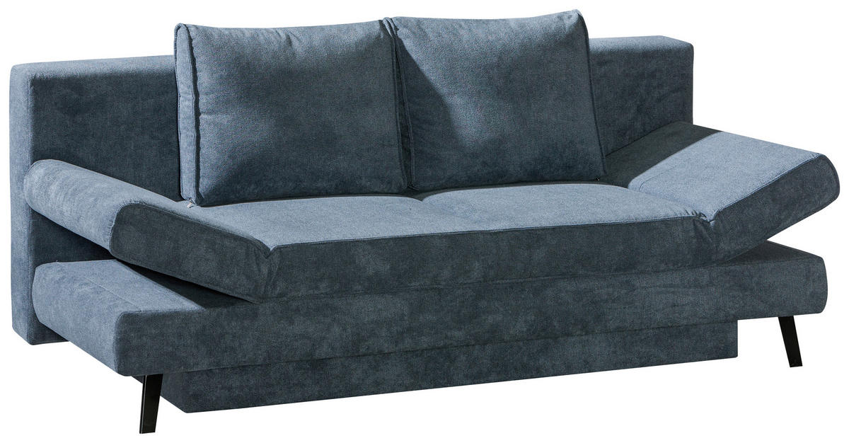 SCHLAFSOFA Sidney Grau  inkl. Rückenkissen, Bettkasten, Schlaffunktion, Rücken echt, Armteilverstellung  - Schwarz/Grau, Design, Textil/Metall (200/85/90cm) - Novel
