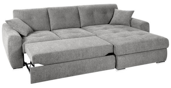 ECKSOFA in Mikrofaser Grau  - Chromfarben/Grau, MODERN, Kunststoff/Textil (276/193cm) - Hom`in