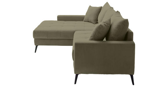 ECKSOFA  in Cord Grün  173/280 cm  - Schwarz/Grün, KONVENTIONELL, Textil/Metall (173/280cm) - Hom`in