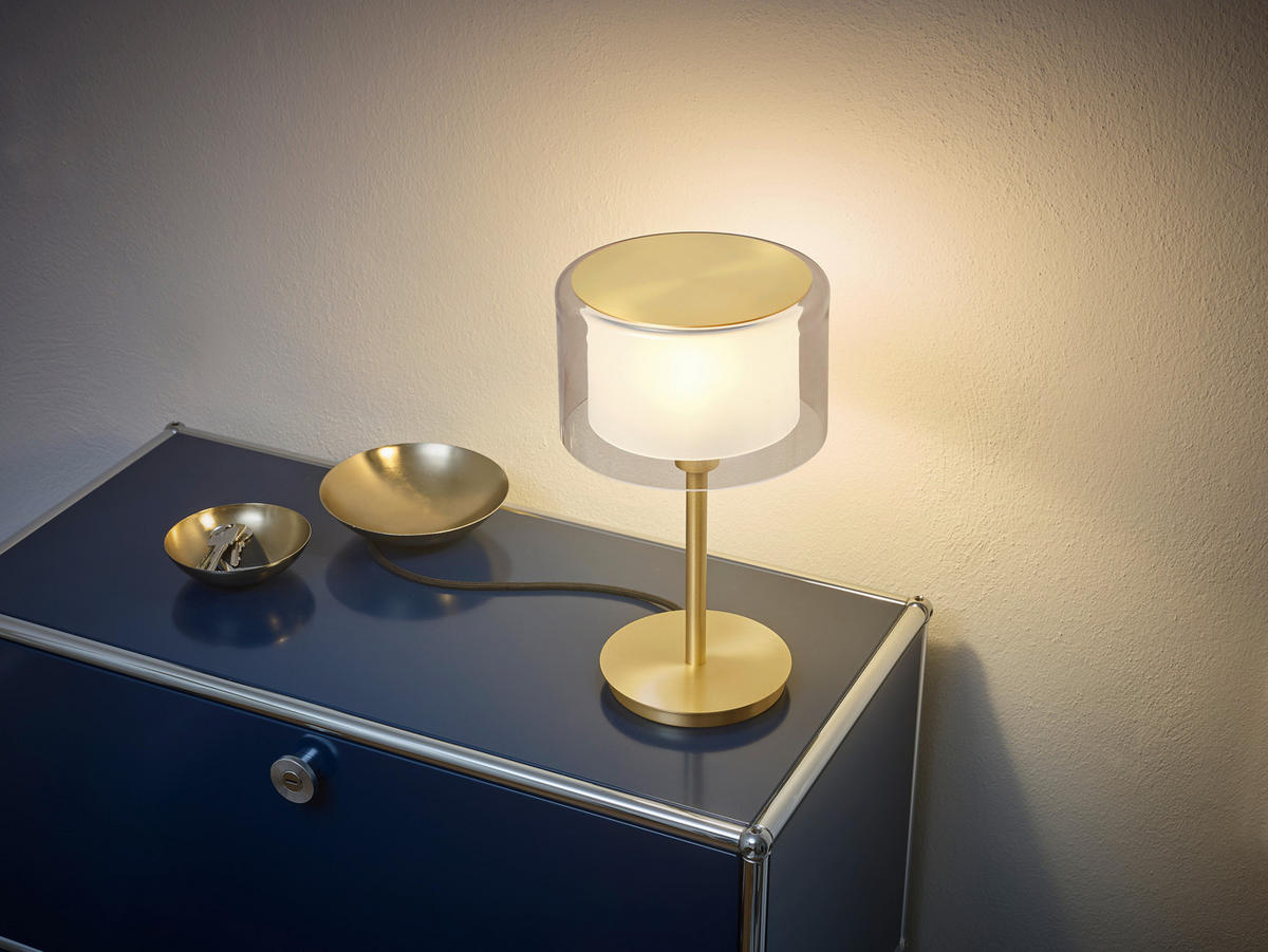 LED-TISCHLEUCHTE Karl 20/34 cm   - Messingfarben, Design, Glas/Metall (20/34cm) - Bankamp