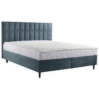 BOXBETT 180/200 cm,  in Blau, Matratze, Bettkasten, Topper, H2 = mittel  - Blau/Schwarz, KONVENTIONELL, Holz/Textil (180/200cm) - Boxxx