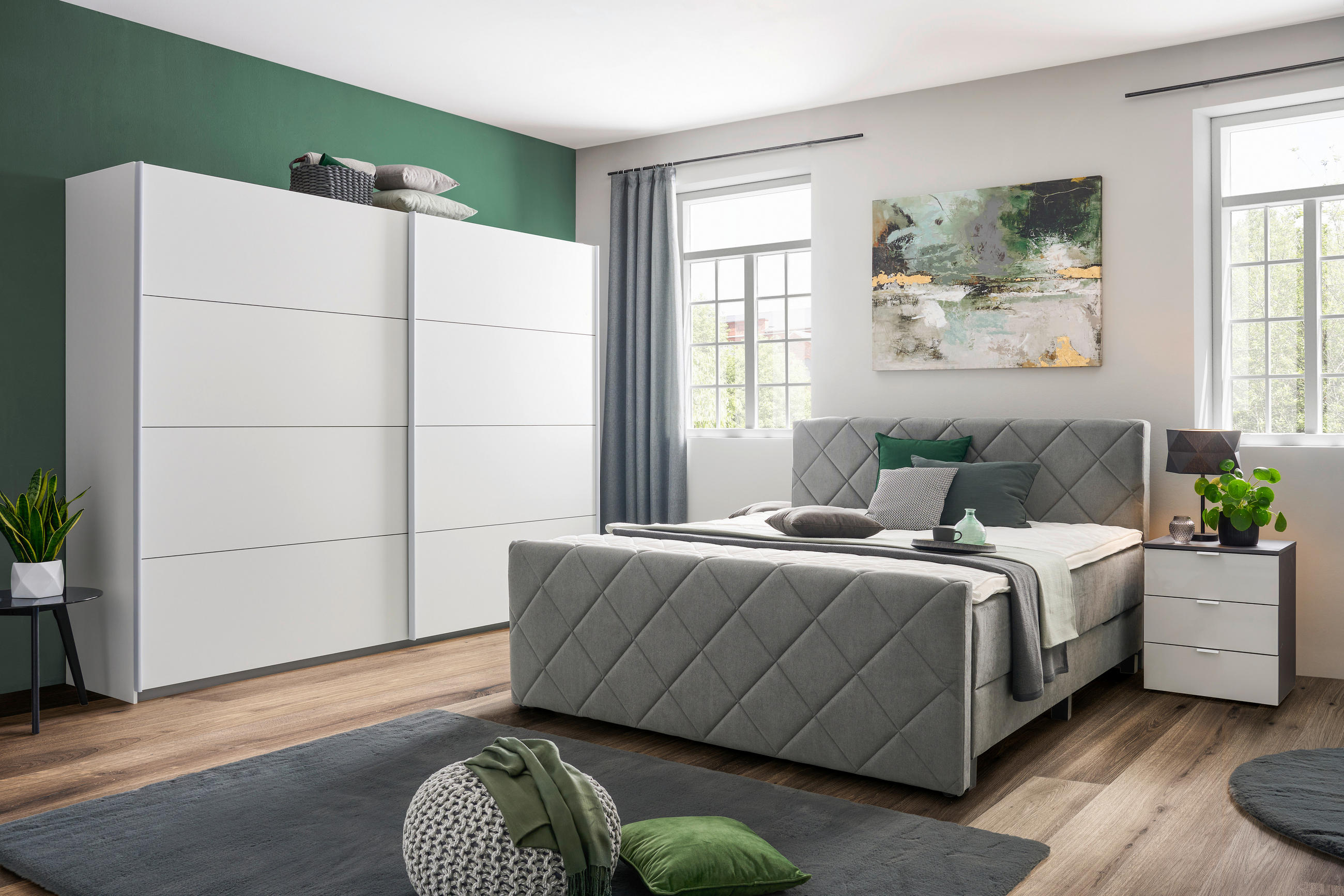 BOXSPRINGBETT 180/200 cm  in Grau  - Schwarz/Grau, KONVENTIONELL, Kunststoff/Textil (180/200cm) - home24