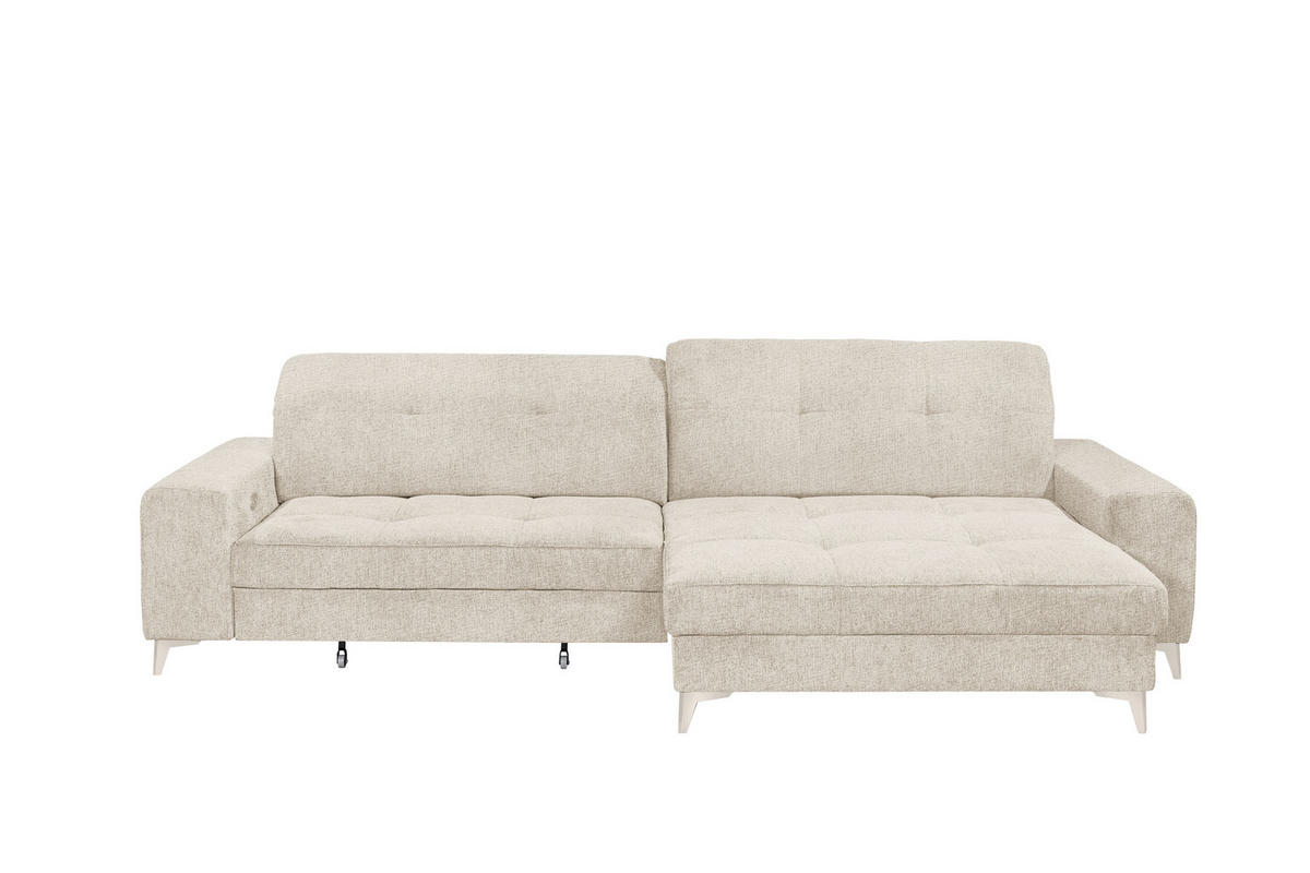 ECKSOFA SORELLA Creme Chenille Kopfteilverstellung, Sitztiefenverstellung  - Kaschmir/Creme, Design, Kunststoff/Textil (328/182cm) - MID.YOU