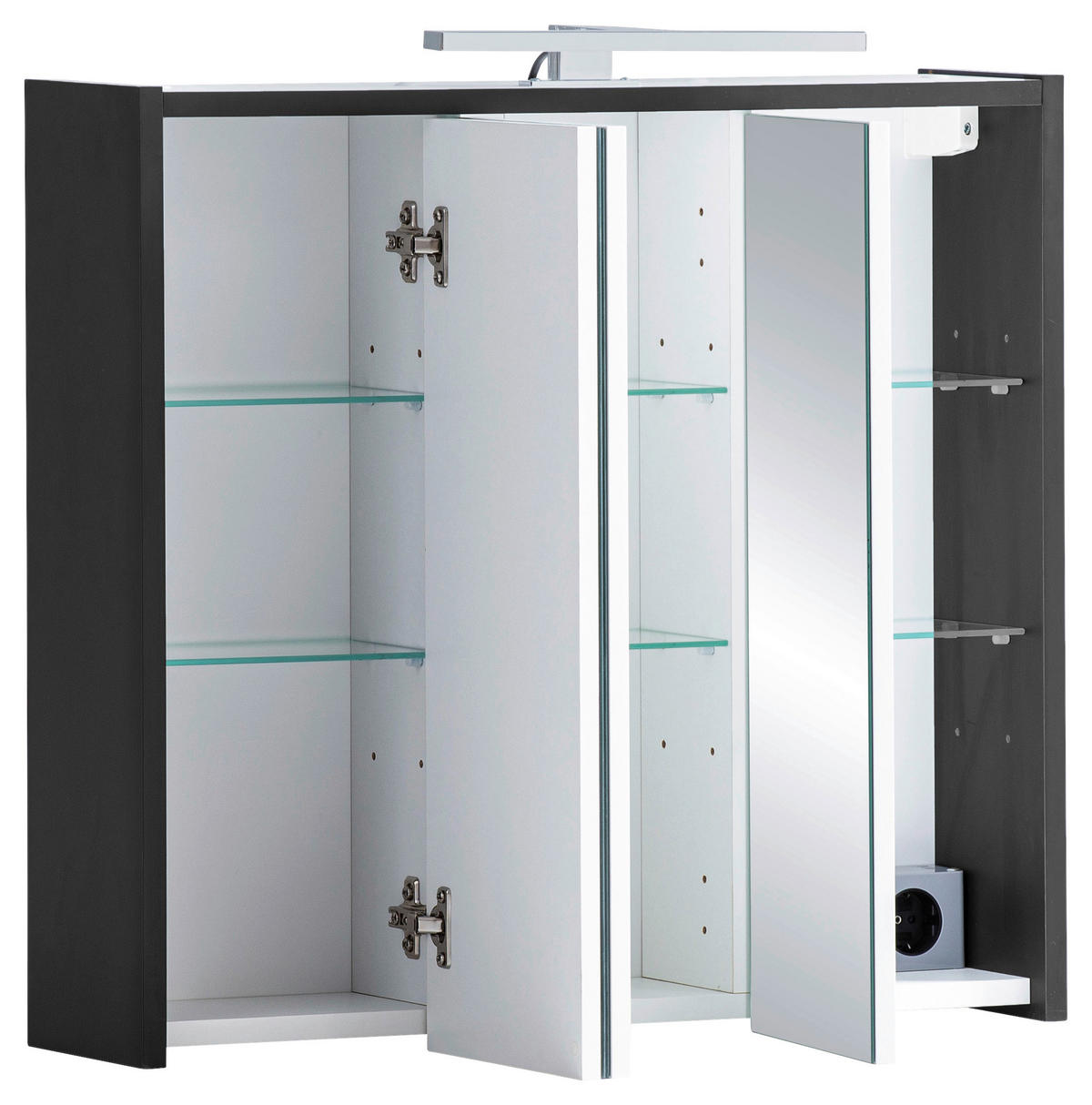 SPIEGELSCHRANK 65/62,7/16 cm  - Anthrazit, MODERN, Glas/Holzwerkstoff (65/62,7/16cm) - MID.YOU