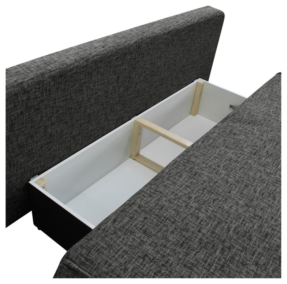 SCHLAFSOFA in Plüsch Grau  - Beige/Schwarz, Design, Kunststoff/Textil (214/96/105cm) - MID.YOU