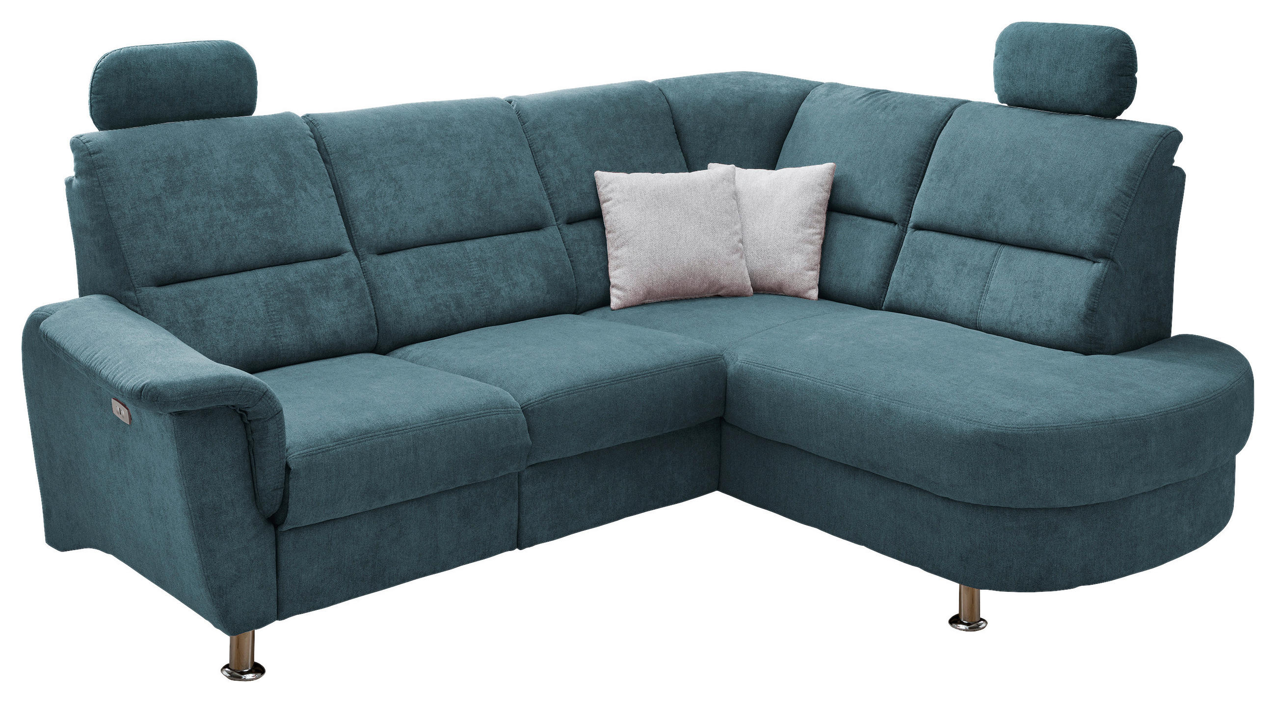 ECKSOFA in Mikrofaser  - Chromfarben, Konventionell, Textil/Metall (231/184cm) - Livetastic