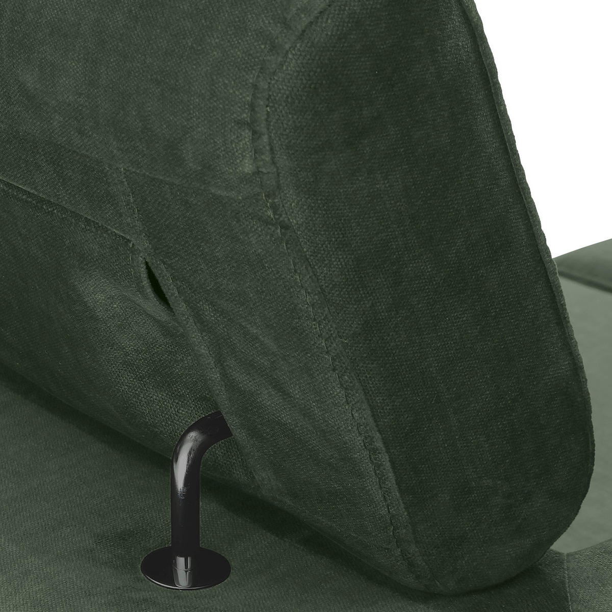 ECKSOFA Dunkelgrün Flachgewebe Rücken echt, Kopfteilverstellung, Sitzvorzug  - Dunkelgrün/Schwarz, MODERN, Textil/Metall (210/258cm) - Landscape