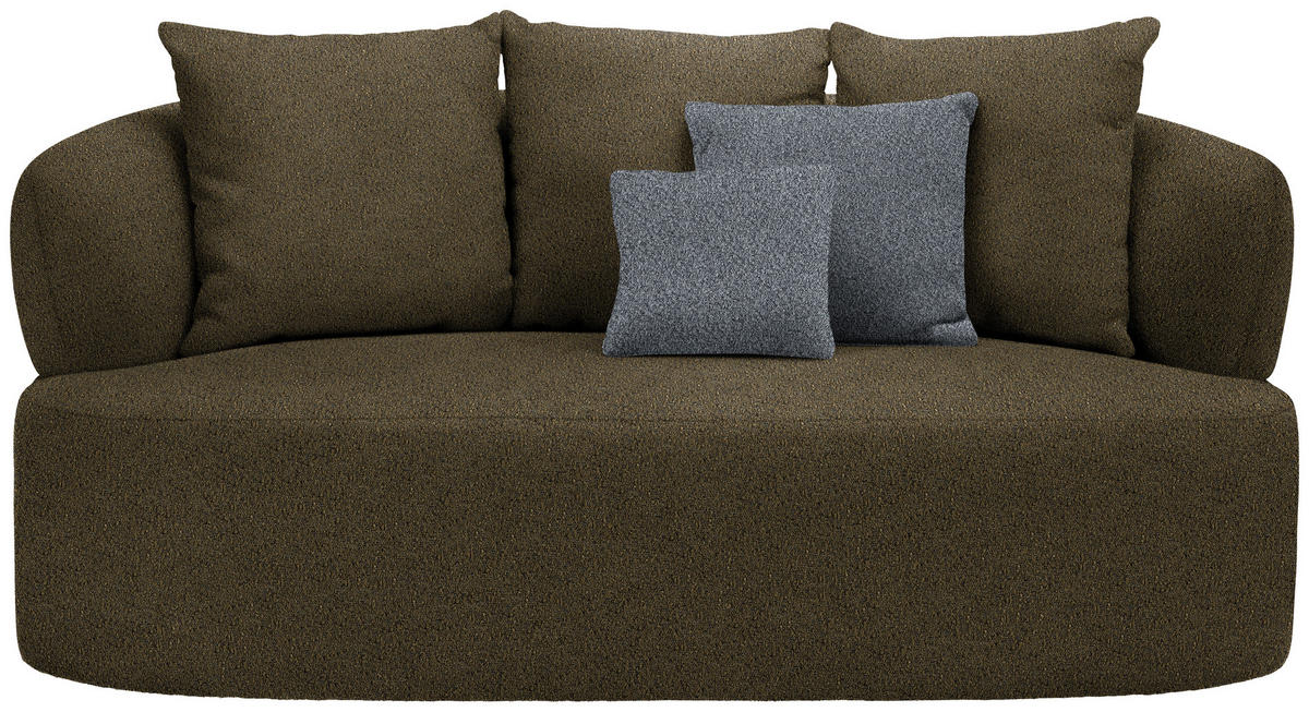 2-SITZER-SOFA in Bouclé Olivgrün  - Schwarz/Olivgrün, MODERN, Kunststoff/Textil (177/86/105cm) - Hom`in