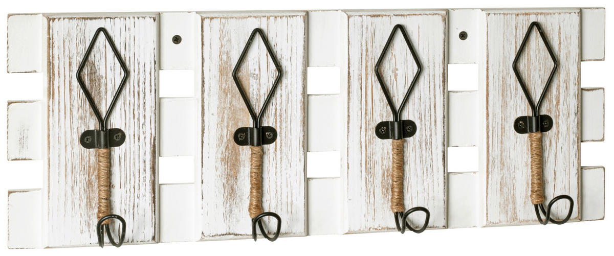 HAKENLEISTE  in Schwarz, Weiß  - Schwarz/Weiß, MODERN, Holzwerkstoff/Metall (55/20/7cm)
