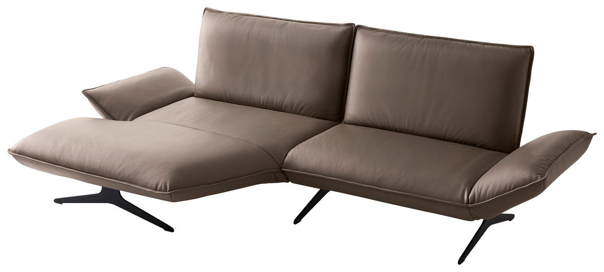 ECKSOFA Braun Echtleder Rücken echt  - Beige/Schwarz, Design, Leder/Metall (149/290cm) - Koinor