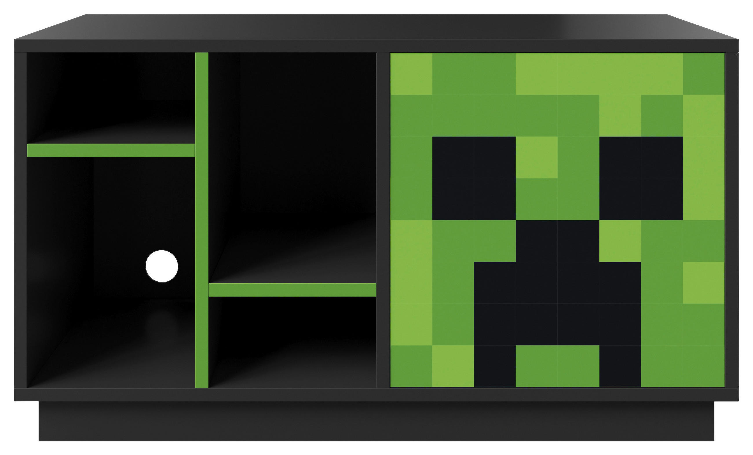 KOMODA, črna  - črna/zelena, Moderno, steklo/leseni material (108/61/37cm) - Minecraft