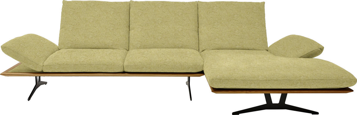 ECKSOFA Formia in Flachgewebe Limette  314/159 cm  - Limette/Schwarz, Design, Holz/Textil (314/159cm) - Dieter Knoll
