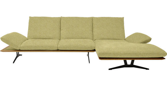 ECKSOFA Formia in Flachgewebe Limette  314/159 cm  - Limette/Schwarz, Design, Holz/Textil (314/159cm) - Dieter Knoll