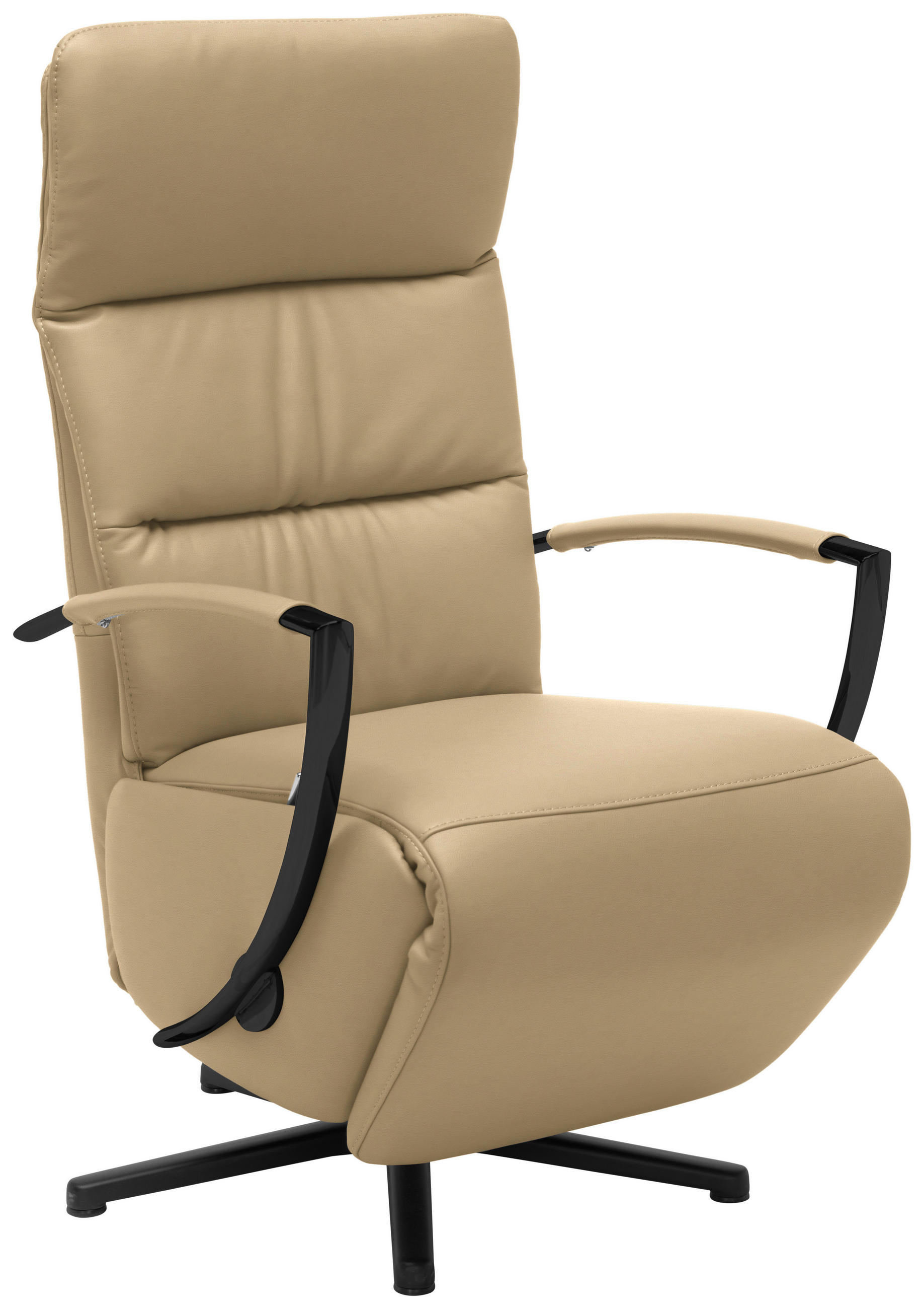 RELAXSESSEL in Leder Cappuccino  - Schwarz/Cappuccino, Design, Leder/Metall (64/112/80cm) - Cantus