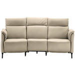 TRAPEZSOFA  in Echtleder Ecru  - Ecru/Schwarz, KONVENTIONELL, Leder/Metall (221/103/95cm) - Dieter Knoll