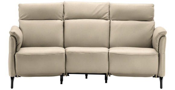 TRAPEZSOFA  in Echtleder Ecru  - Ecru/Schwarz, KONVENTIONELL, Leder/Metall (221/103/95cm) - Dieter Knoll