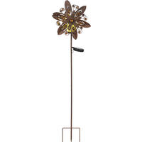SOLARLEUCHTE Rusty Blossom High 32/17,5 cm  - Rostfarben, Trend, Glas/Kunststoff (32/17,5cm) - Ambia Garden