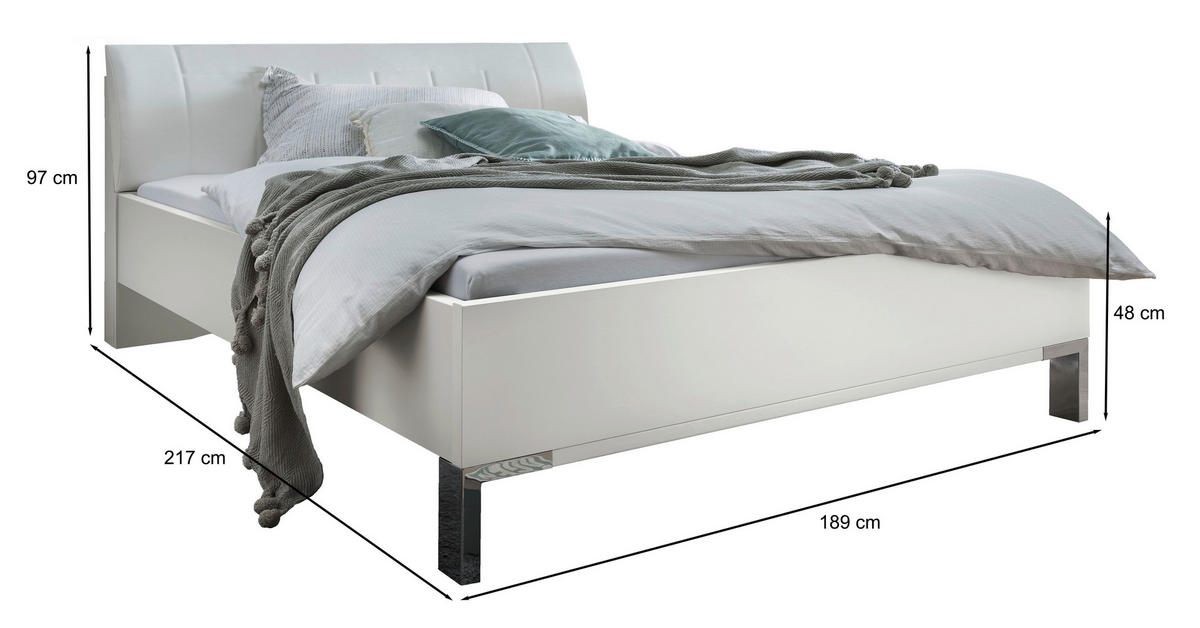 BETT 180/200 cm  in Weiß  - Weiß, KONVENTIONELL, Metall (180/200cm) - Venda
