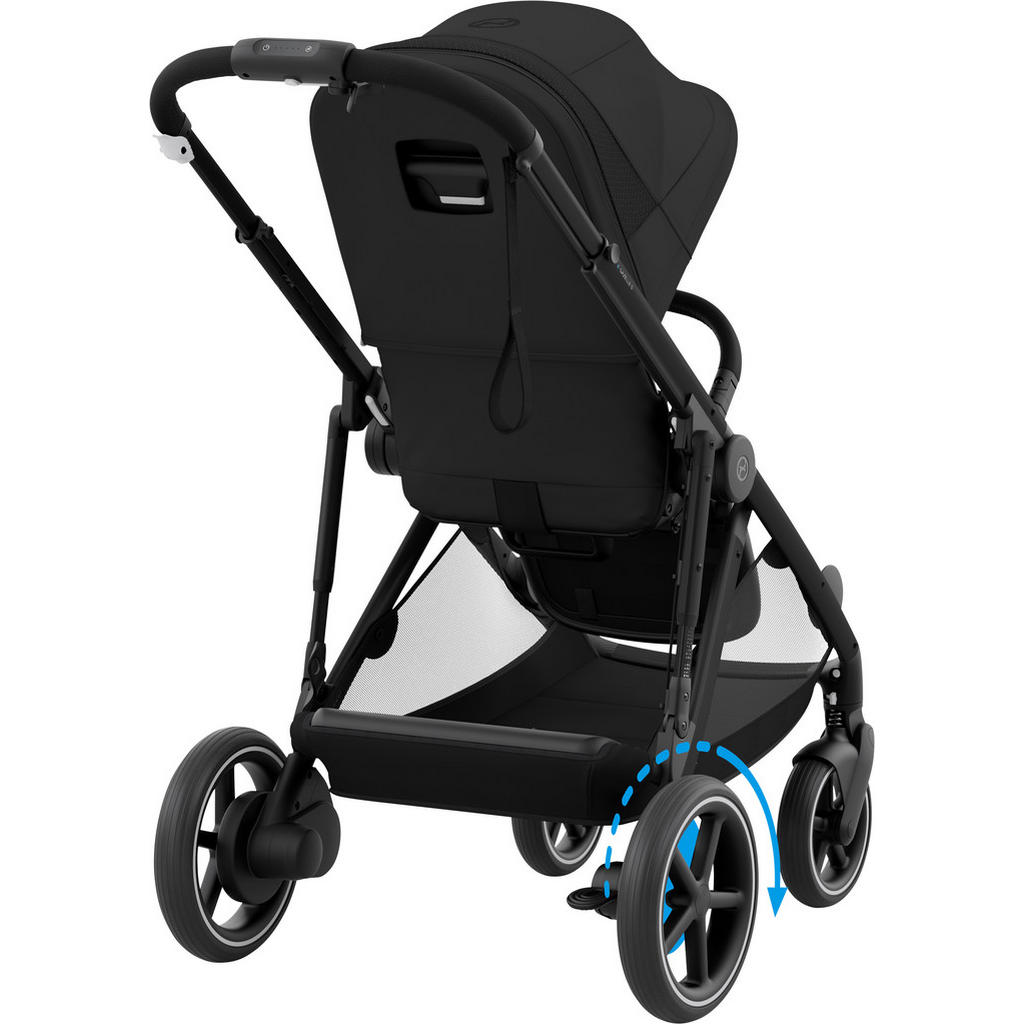Thumbnail - cybex Gold Kinderwagen e-Gazelle S, Schwarz, Textil, 66x100x94.5-107.5 cm, Feststellbremse, Fußstütze abklappbar, Federu...
