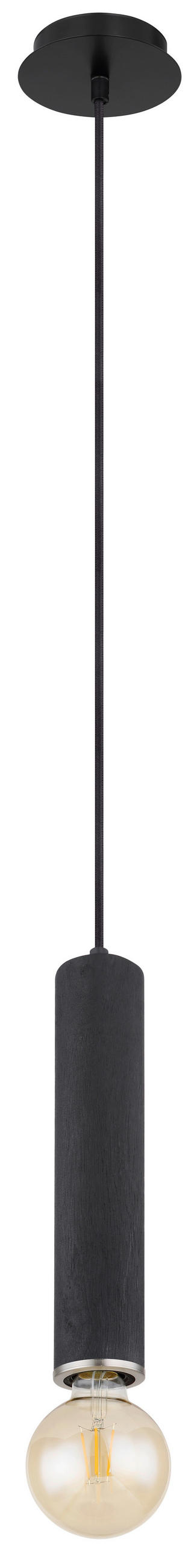 HÄNGELEUCHTE Marion 12/160 cm   - Schwarz/Nickelfarben, Basics, Holz/Metall (12/160cm) - Globo