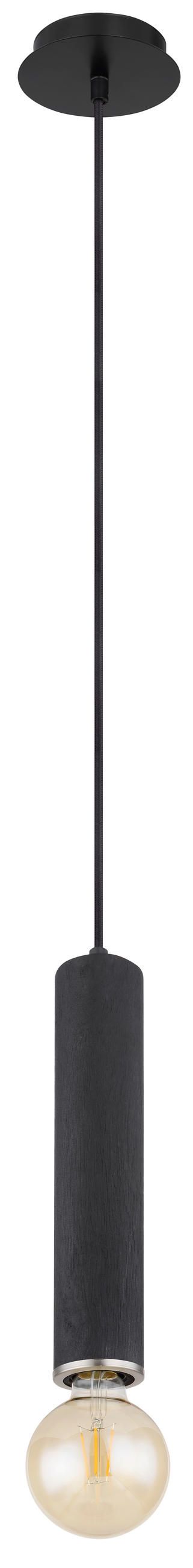 ZÁVĚSNÉ SVÍTIDLO, 12/160 cm  - černá/barvy niklu, Basics, kov/dřevo (12/160cm) - Globo