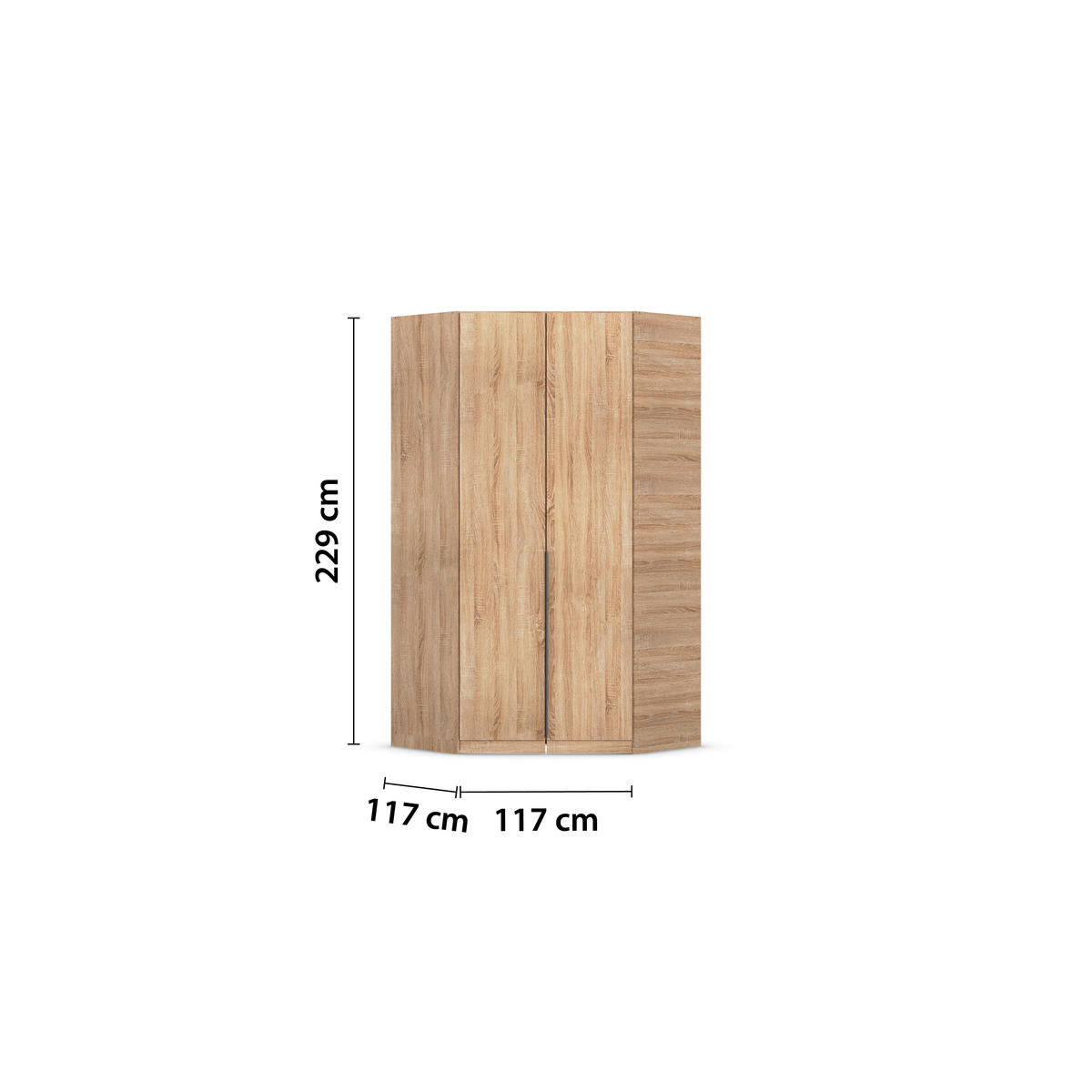 HÖRNGARDEROB 117/229/117 cm  - Sonoma ek/grå, Modern, trämaterial (117/229/117cm) - Rauch Möbel