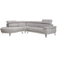 ECKSOFA Grau Velours  - Schwarz/Grau, Design, Textil/Metall (264/299cm) - Novel