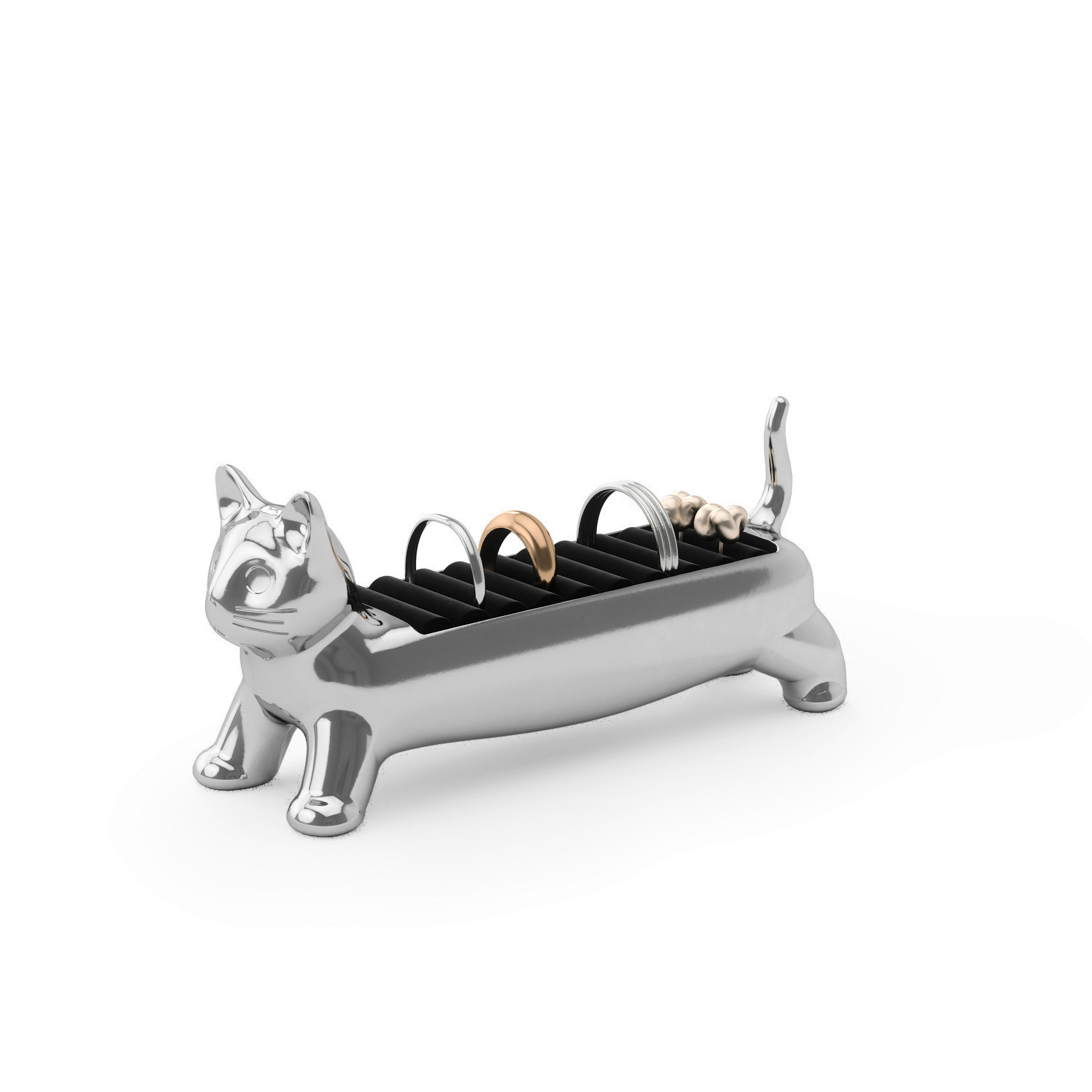 DRŽAČ ZA PRSTENJE 12/4/5 cm - boja hroma, Osnovno, metal/tekstil (12/4/5cm) - Umbra