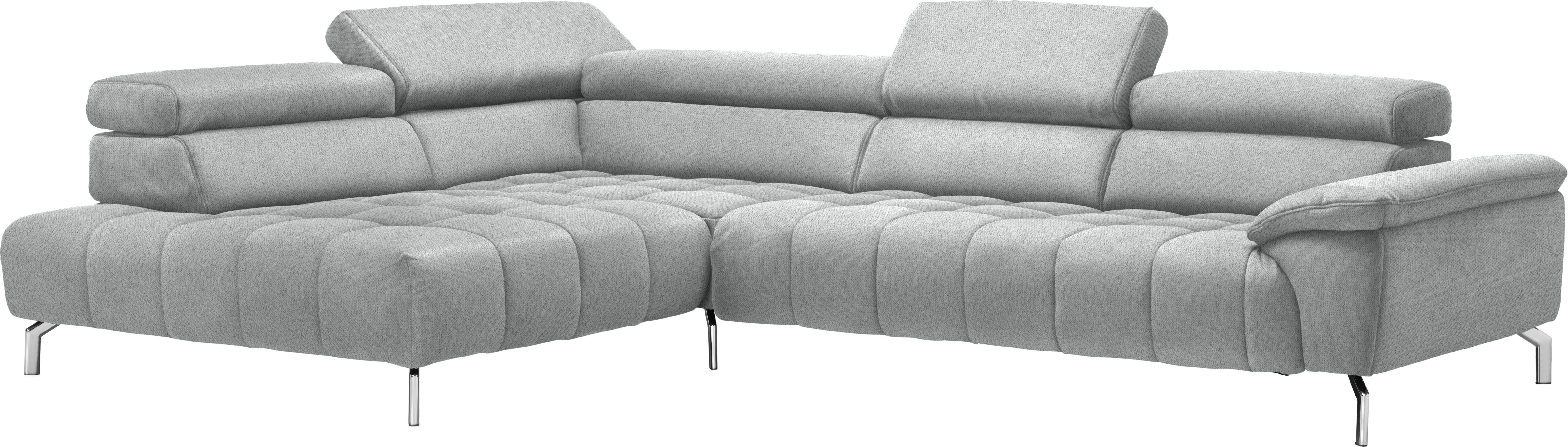 ECKSOFA in Chenille Hellgrau  - Chromfarben/Hellgrau, Design, Textil/Metall (222/323cm) - Beldomo Style