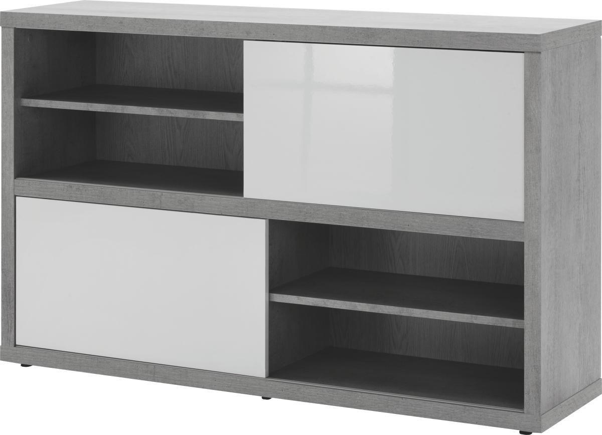 REGAL Grau, Weiß Hochglanz  - Weiß Hochglanz/Grau, Design, Holzwerkstoff (140/87/35,6cm) - Carryhome
