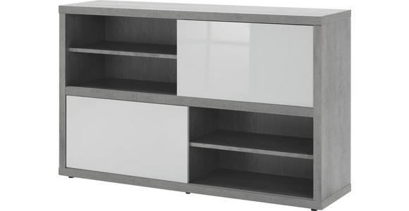 REGAL Grau, Weiß Hochglanz - Weiß Hochglanz/Grau, Design, Holzwerkstoff (140/87/35,6cm) - Carryhome