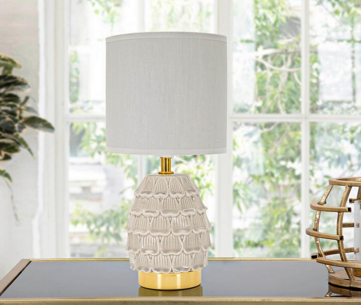 TISCHLEUCHTE   - Creme, Basics, Keramik/Textil (15/30.5/15cm)