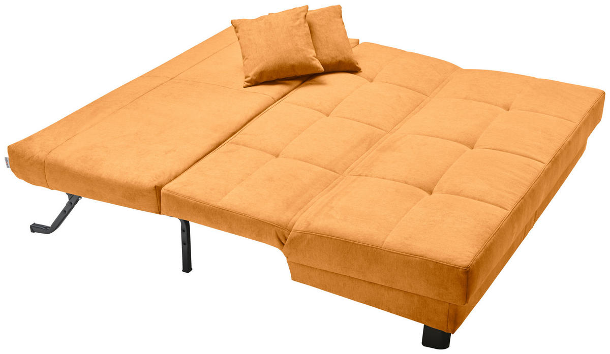 SCHLAFSOFA Mikrovelours Currygelb  - Currygelb/Schwarz, KONVENTIONELL, Textil/Metall (185/85/100cm) - Carryhome