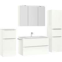 BADEZIMMER 5-teilig  in 191 cm  - Edelstahlfarben/Weiß Hochglanz, MODERN, Holzwerkstoff/Stein (191cm) - Nobilia