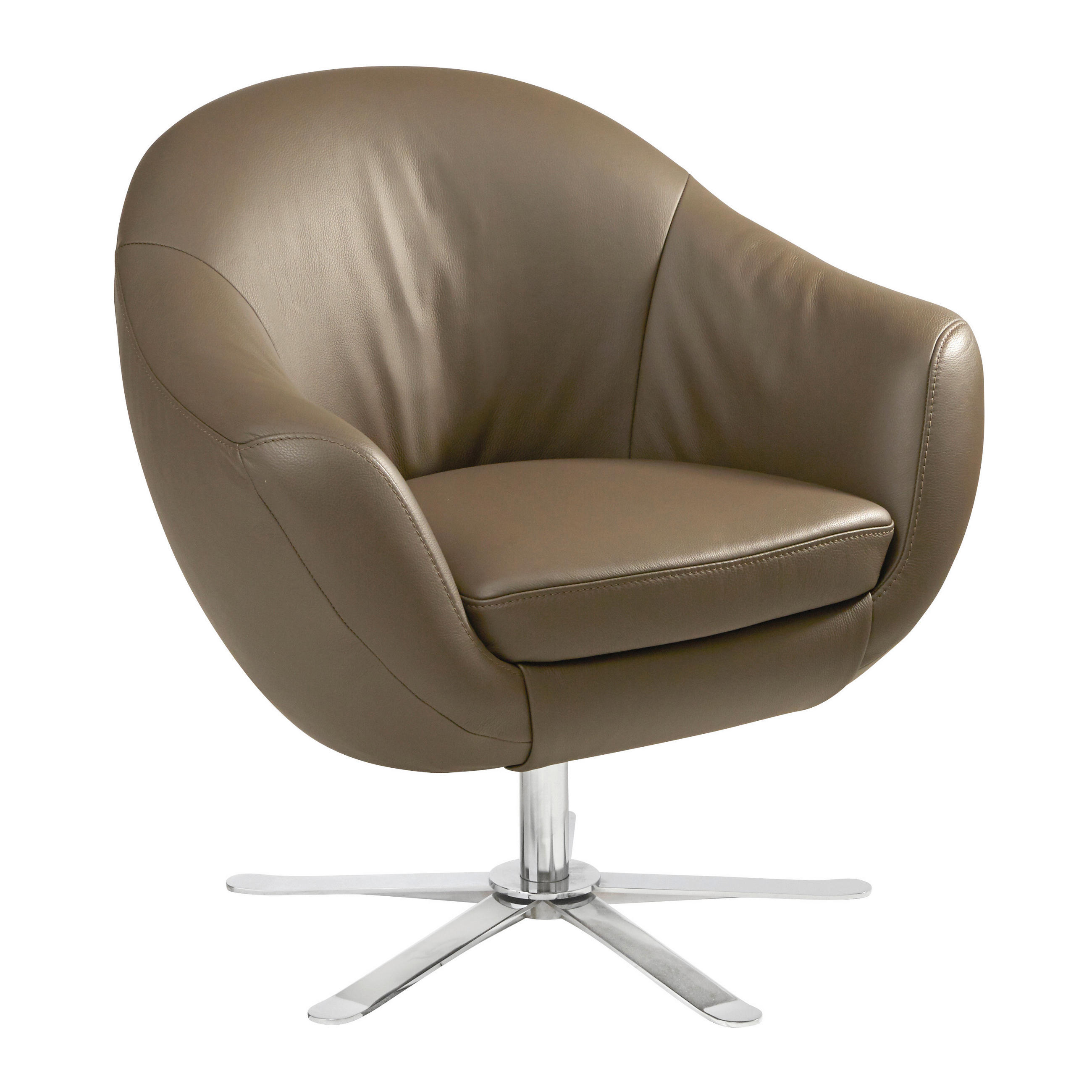 COCKTAILSESSEL Echtleder Braun    - Chromfarben/Braun, Design, Leder/Metall (84/82/71cm) - Joop!