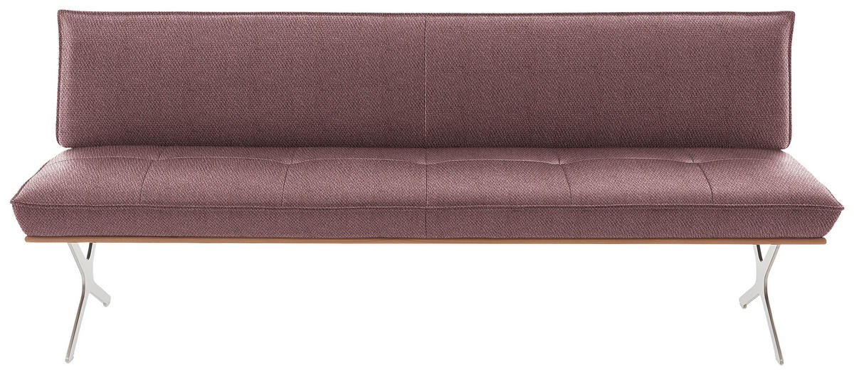 SITZBANK in Holz, Textil Nussbaumfarben, Nickelfarben, Altrosa  - Edelstahlfarben/Nussbaumfarben, Design, Holz/Textil (214/88/66cm) - Koinor