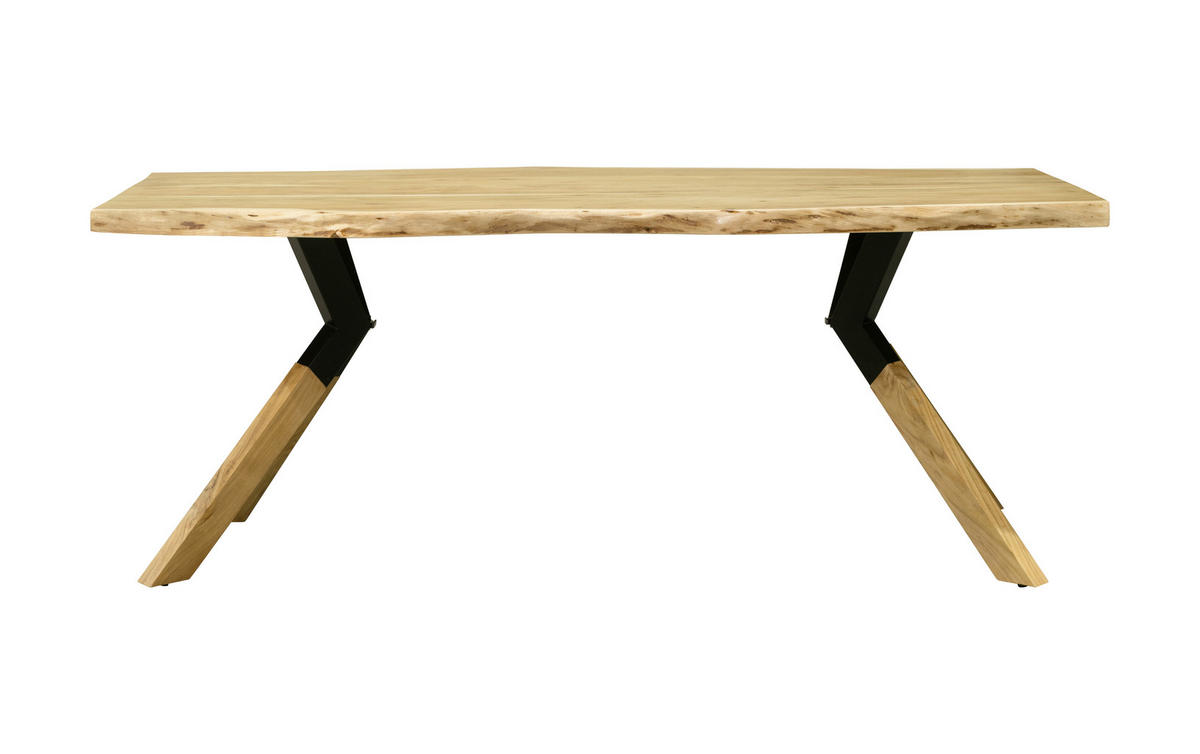 ESSTISCH 200/100/76 cm Echtholz  Holz, Metall rechteckig Naturfarben  - Schwarz/Naturfarben, LIFESTYLE, Holz/Metall (200/100/76cm) - Landscape